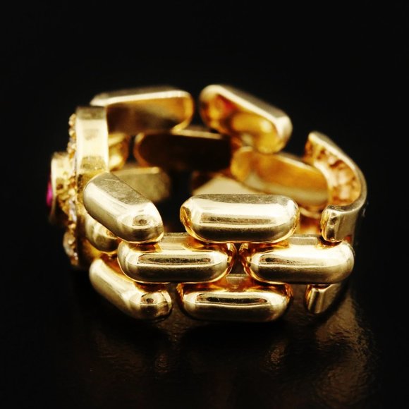 MODA ITALIA / 1.25 CT Diamond & Ruby ring / 18K Yellow gold - Picture 4 of 7